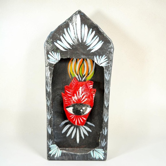 Casa Madre Mari Luz Robles Paper Mache Nicho Mexican Folk Art Sacred Heart Eye